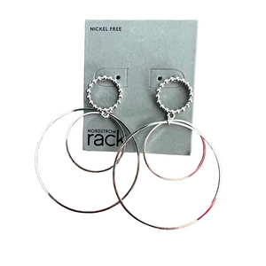 🍭6/$30 New Nordstrom Concentric Metallic Silver Tone Hoop Post Earrings